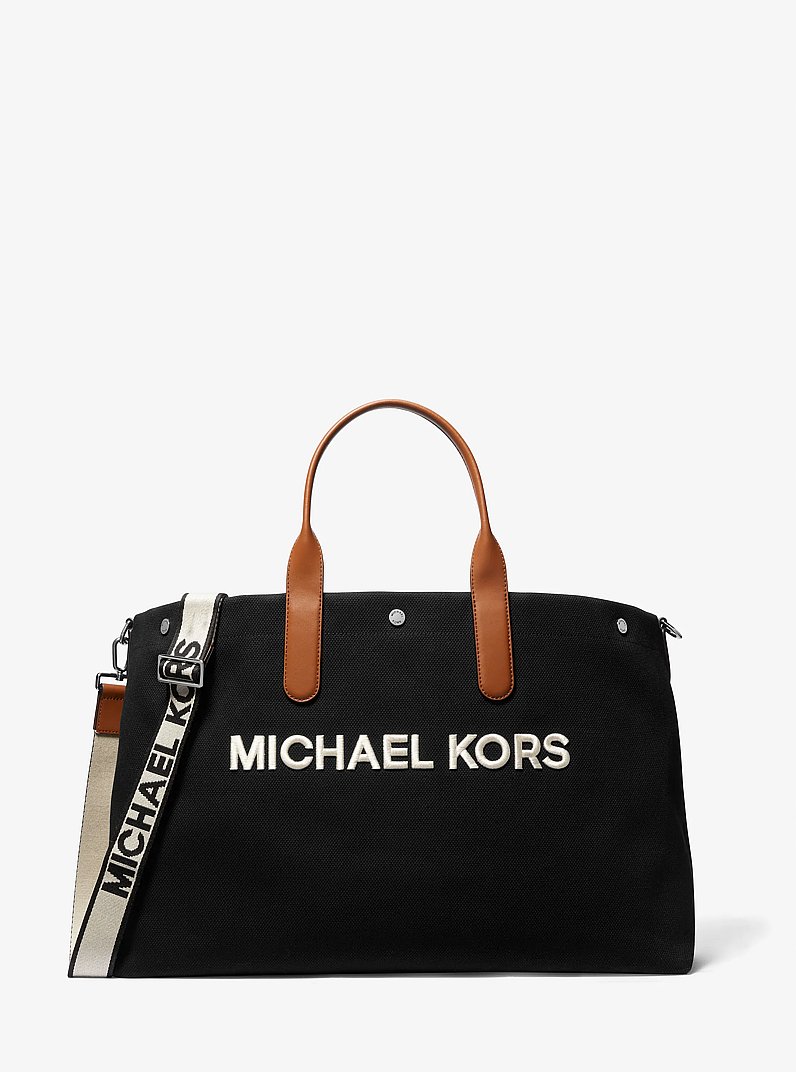 Brooklyn Oversized Cotton Canvas Tote Bag in BLACK - Sale
