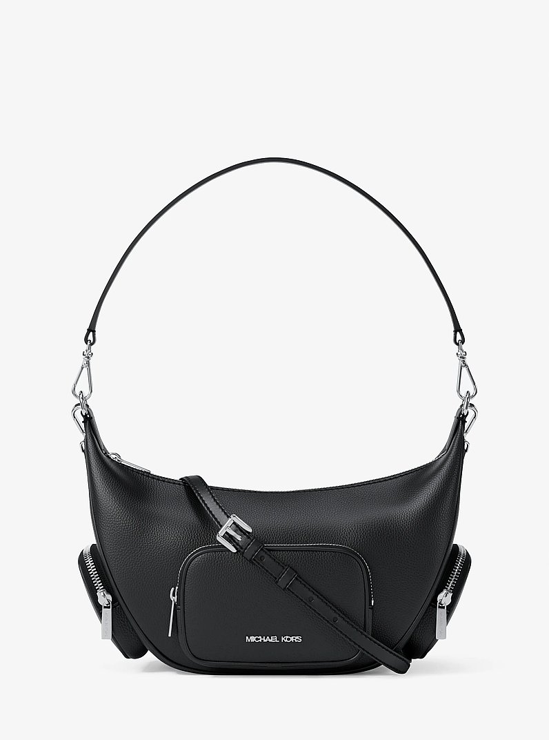Merritt Medium Pebbled Leather Convertible Shoulder Bag in BLACK | Michael Kors