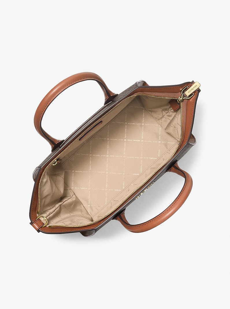 Avril Large Signature Logo Satchel in BROWN | Michael Kors