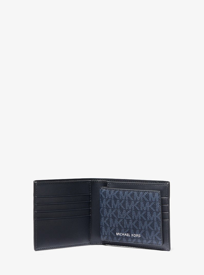 Billetera Harrison con compartimento para tarjeta de identificaci&oacute;n y logotipo in AZUL OSCURO/AZUL P&Aacute;LIDO | Michael Kors