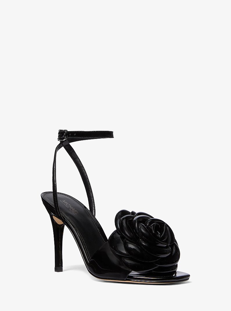Elodie Patent Leather Sandal in BLACK | Michael Kors