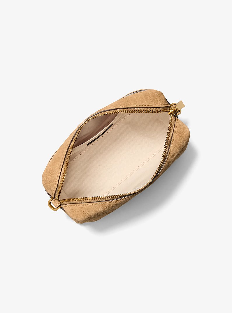 Bryant Small Logo Embossed Suede Convertible Crossbody Bag in BURNT KHAKI | Michael Kors