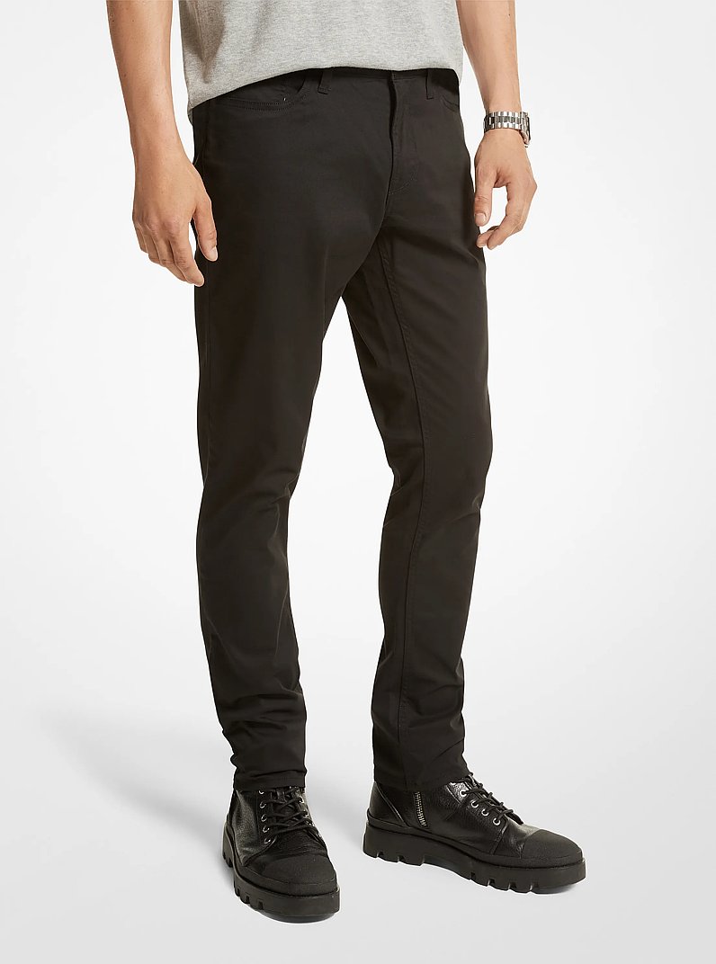 Parker Slim-Fit Stretch-Twill Pants in BLACK | Michael Kors