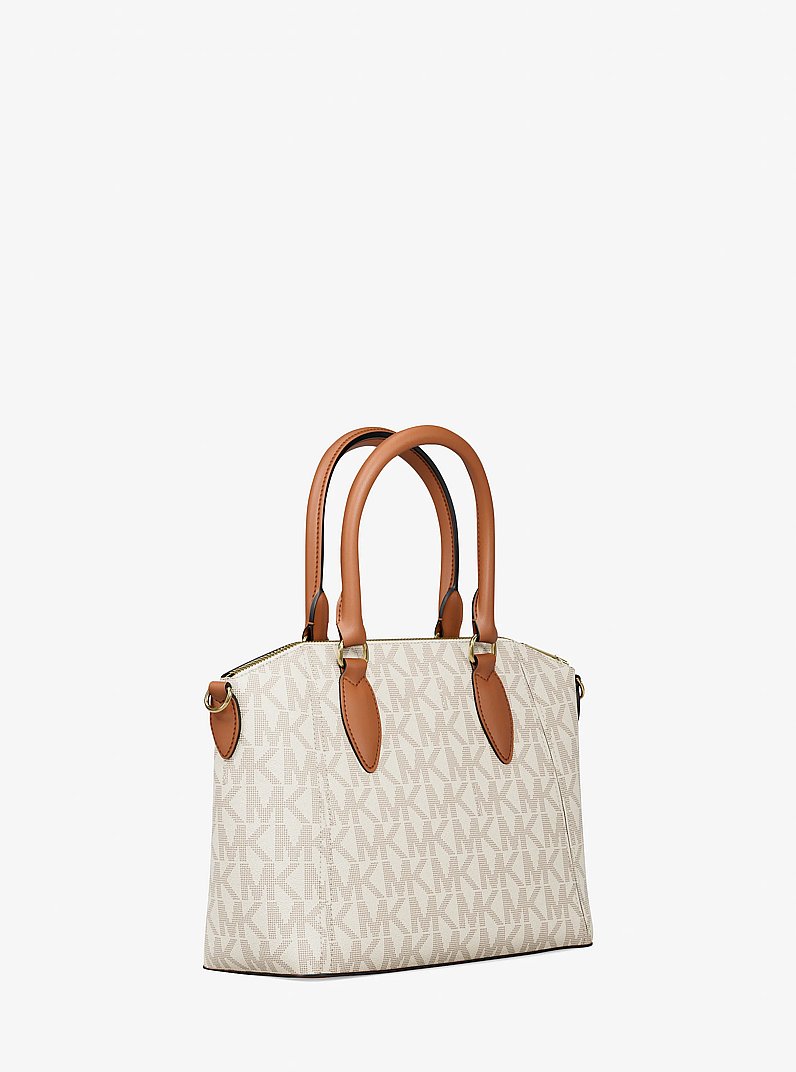 Sienna Small Signature Logo Satchel in VANILLA/LUGGAGE | Michael Kors