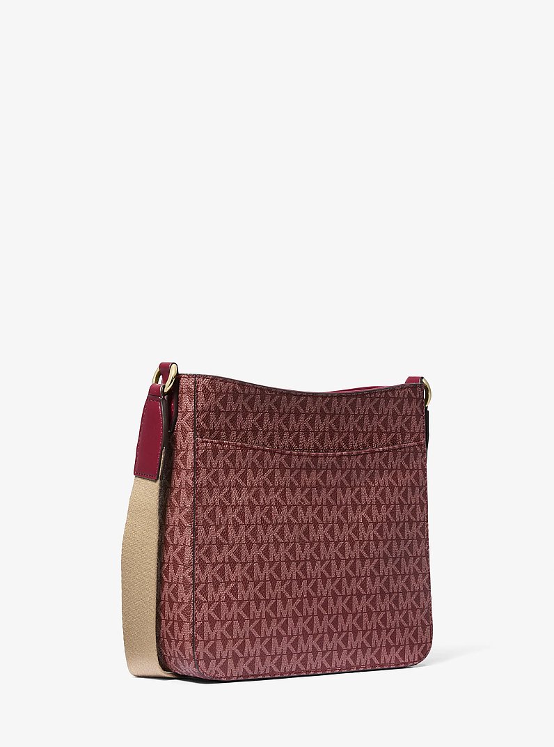 Jet Set Travel Small Signature Logo and Metallic Messenger Bag in OXBLOOD | Michael Kors