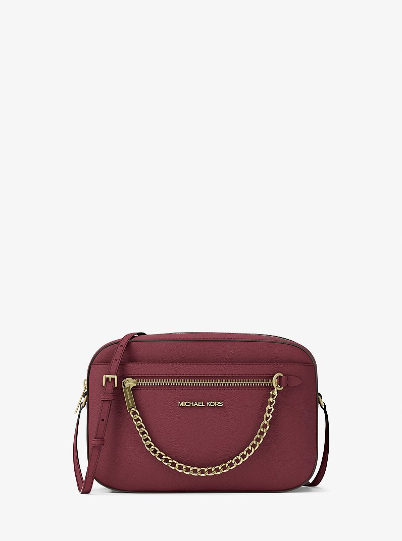 Jet Set Large Saffiano Leather Crossbody Bag in CHERRY | Michael Kors