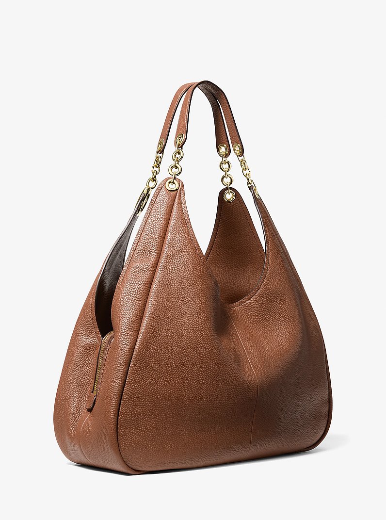 Ellie Large Pebbled Leather Shoulder Bag in LUGGAGE | Michael Kors