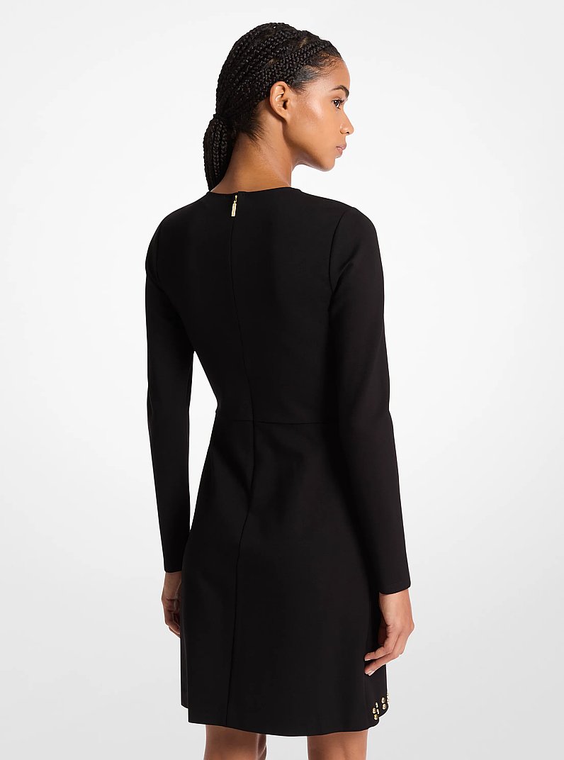 Astor Stud Stretch Knit Long-Sleeve Dress in BLACK | Michael Kors