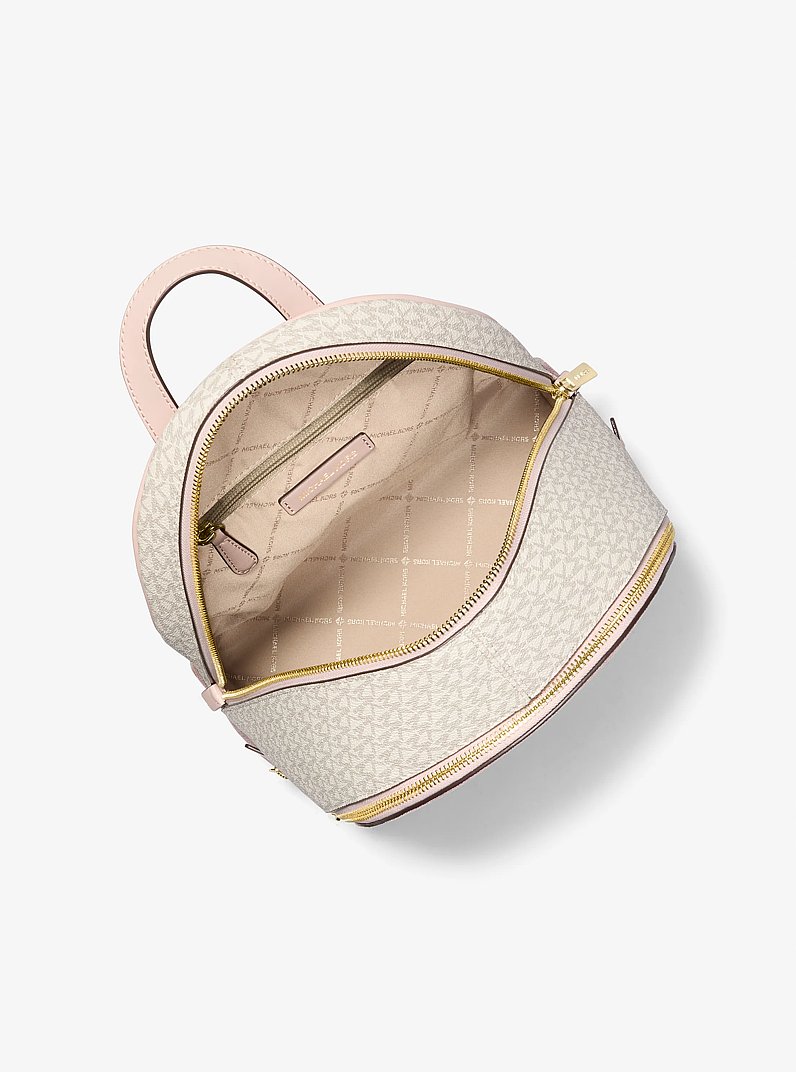 Rhea Medium Color-Block Signature Logo Backpack in PWD BLSH MLT | Michael Kors