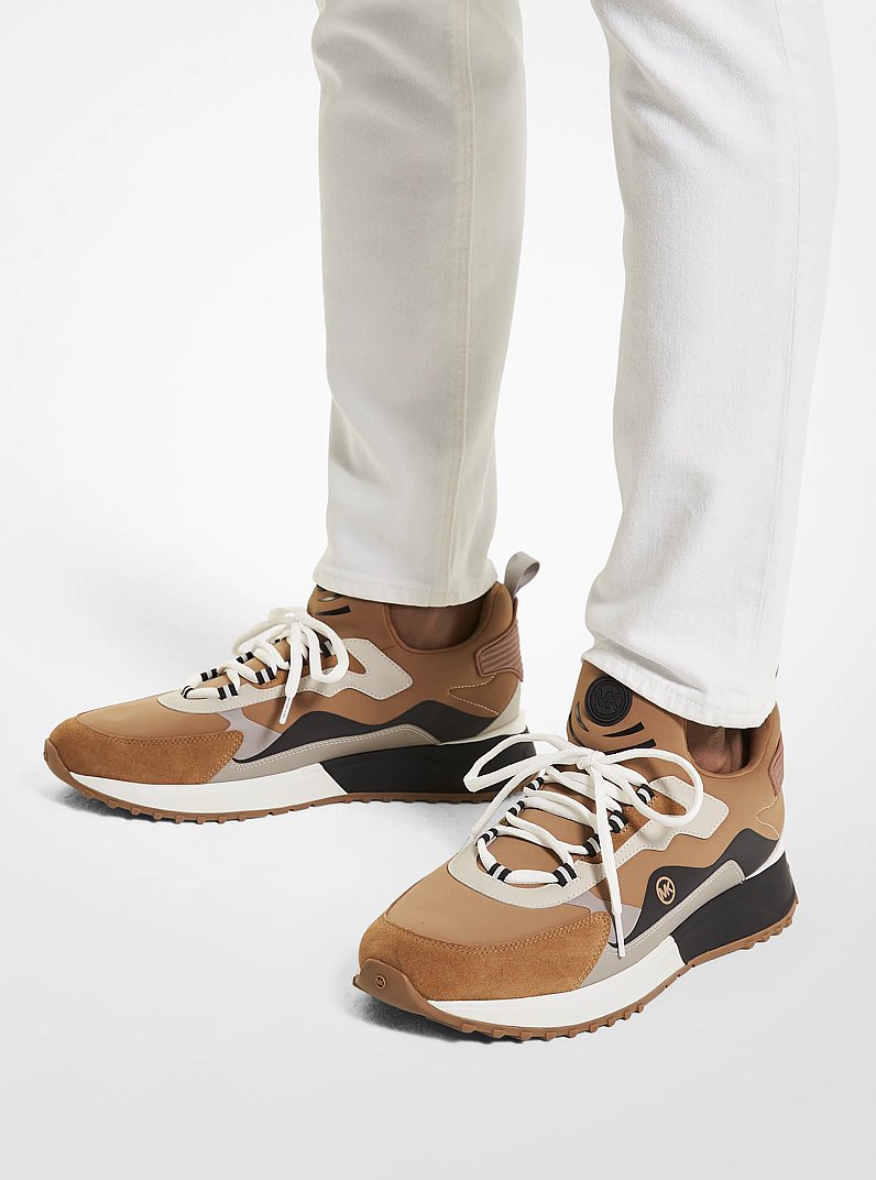 Theo Sport Mixed-Media Trainer in HUSK | Michael Kors