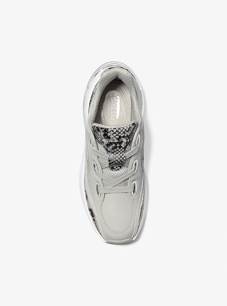 Toni Mixed-Media Trainer in QUARRY GREY | Michael Kors