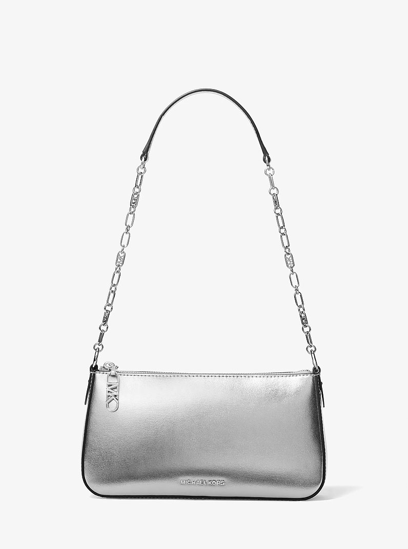 Pochette Empire Medium aus Leder in Metallic-Optik