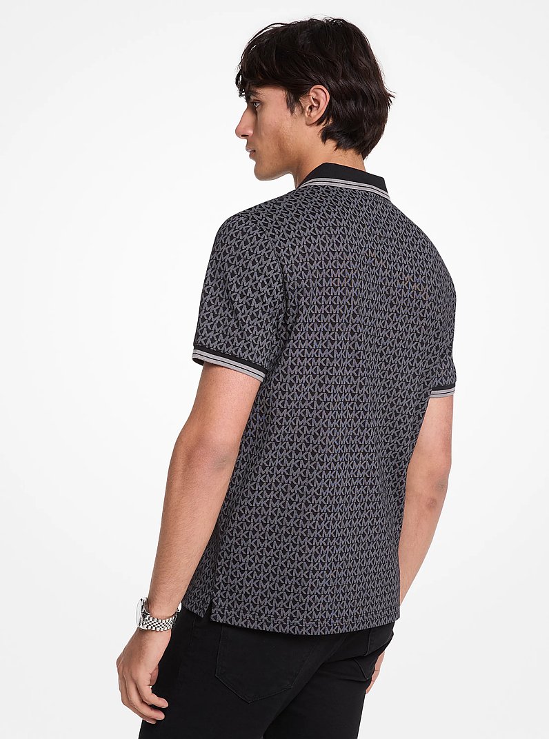 Polo Greenwich in cotone con stampa logo in NERO | Michael Kors