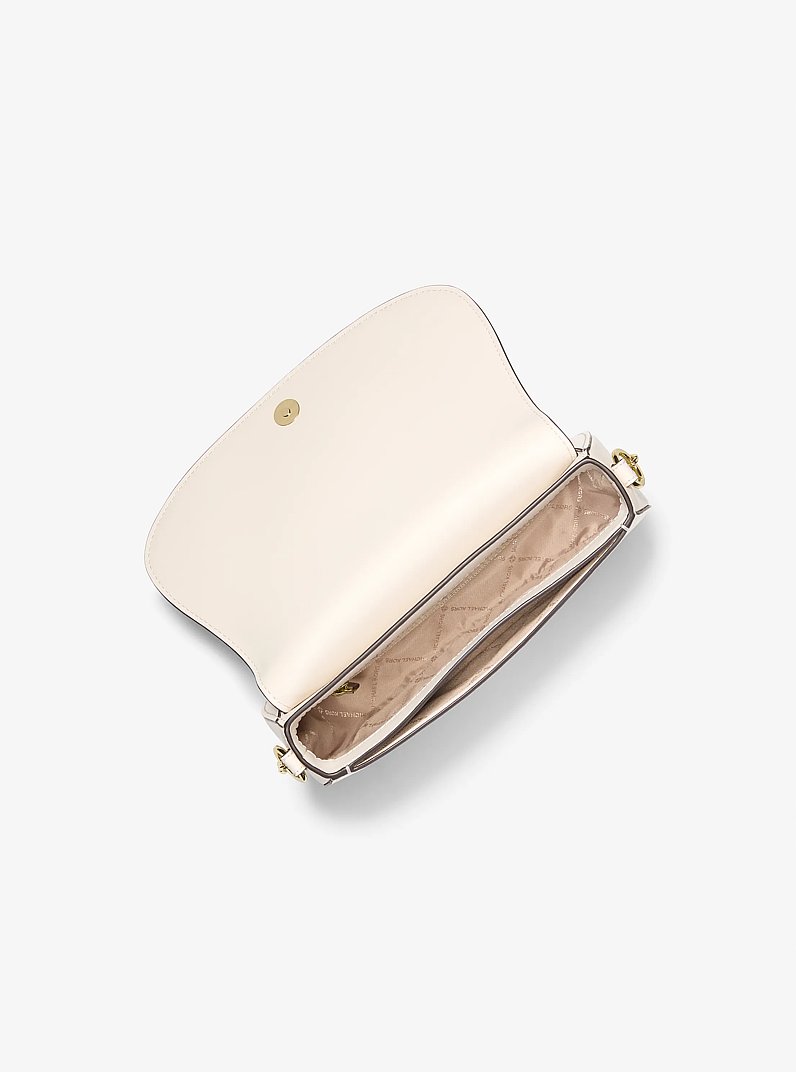 Mila Medium Leather Messenger Bag in LT CREAM | Michael Kors
