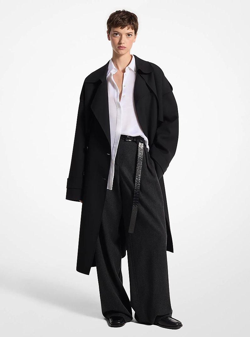 Gabardine-Trenchcoat aus Wollgemisch in Doubleface-Qualit&auml;t in SCHWARZ | Michael Kors