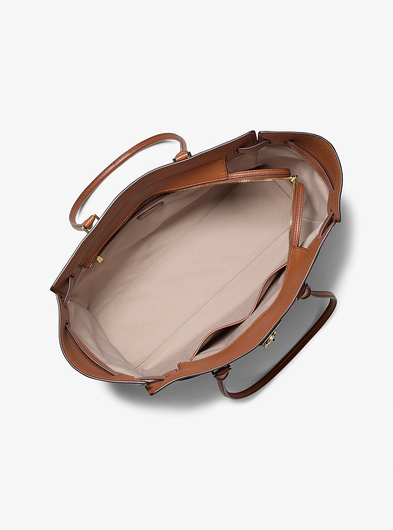 Hamilton Moderne Large Leather Tote Bag in LUGGAGE | Michael Kors