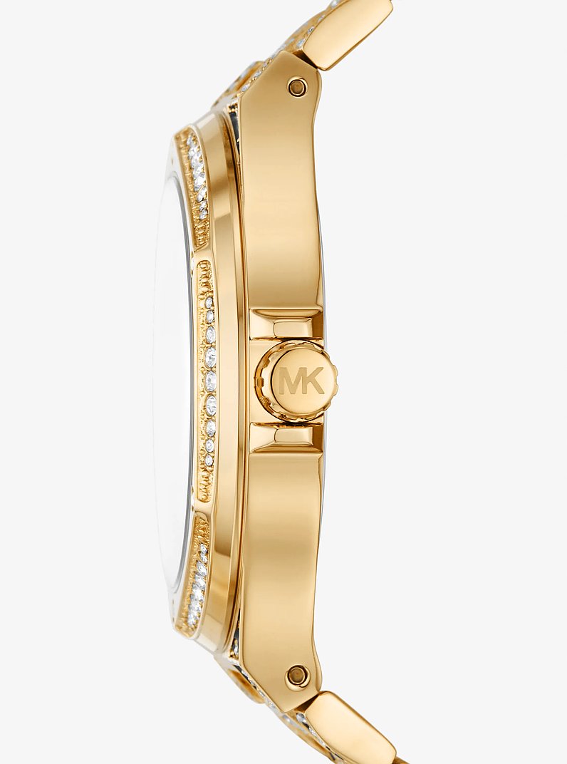 Oversized Lennox Animal Pav&eacute; Gold-Tone Watch in GOLD | Michael Kors