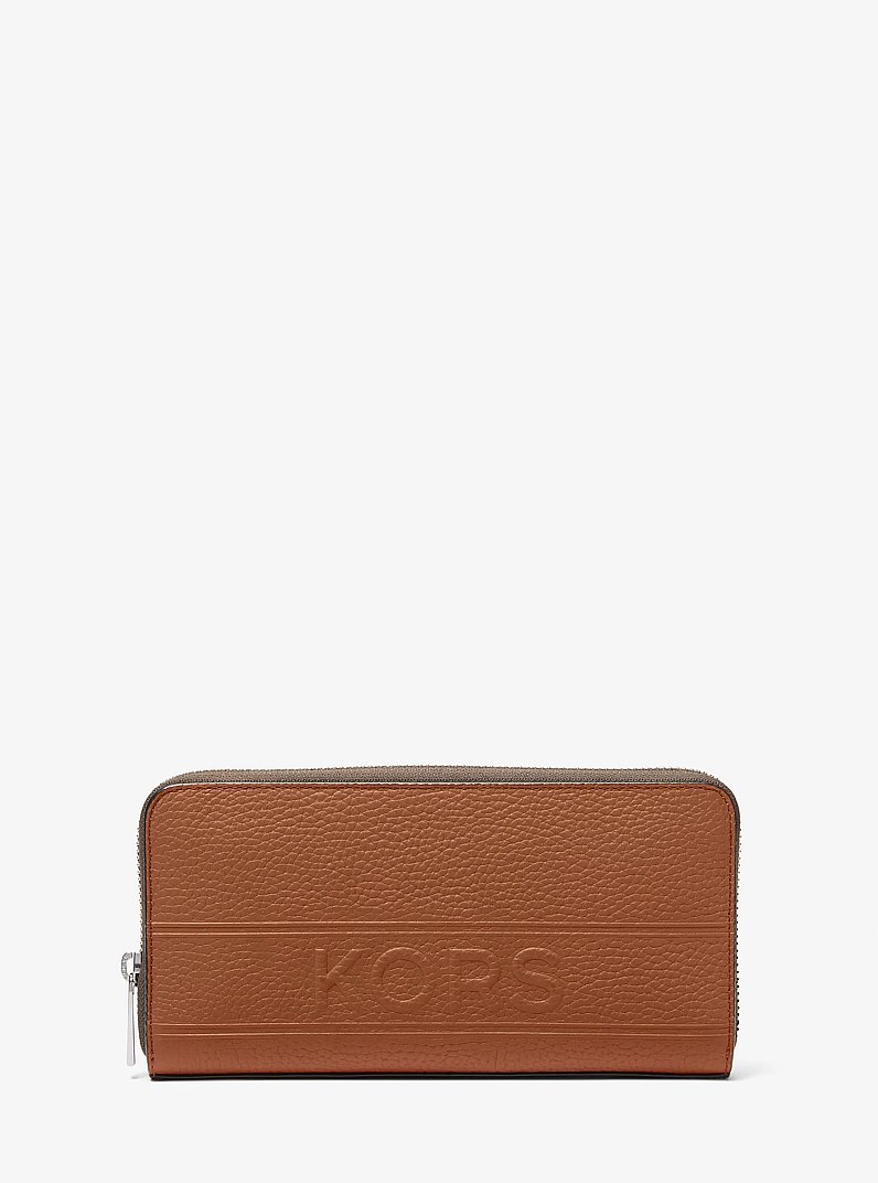 Hudson Pebbled Leather Zip-Around Wallet in LUGGAGE | Michael Kors