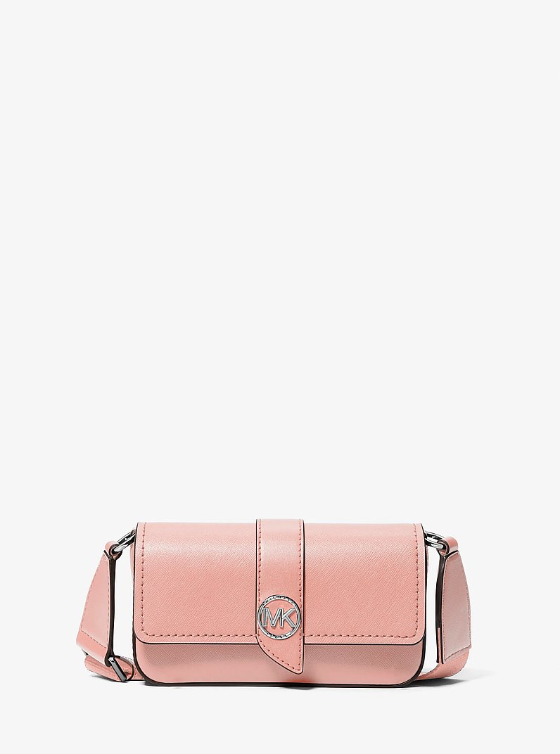Bandolera ri&ntilde;onera Greenwich extrapeque&ntilde;a de piel safiano in ROSA | Michael Kors