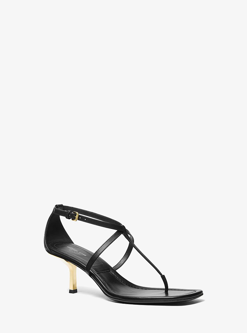 Anna Leather Sandal in BLACK | Michael Kors