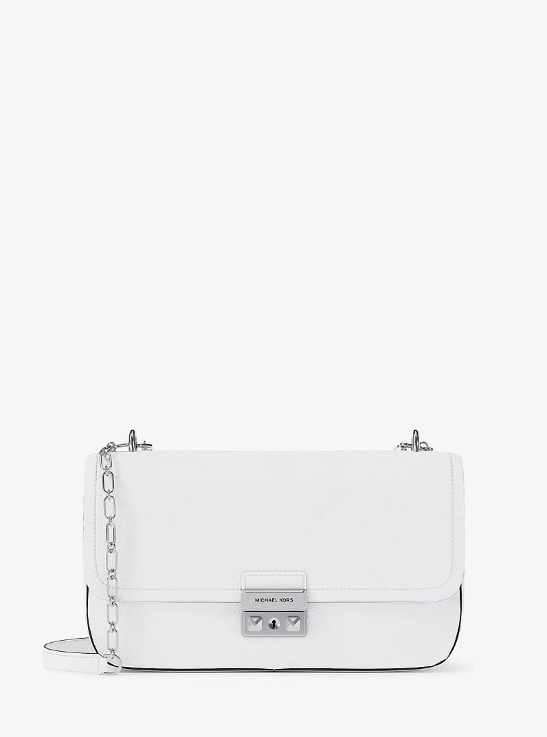 Schultertasche Tribeca Large aus gekrispeltem Leder in OPTIC WHITE | Michael Kors
