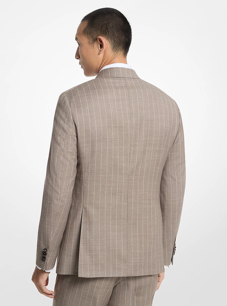 Wool Blend Flannel Striped Blazer in BEIGE SAND | Michael Kors