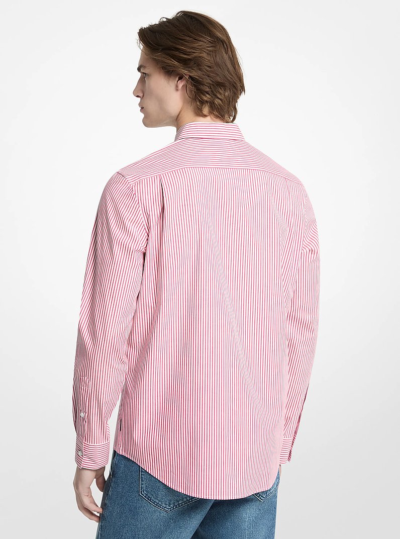 Chemise ray&eacute;e en coton extensible in ROUGE PROFOND | Michael Kors