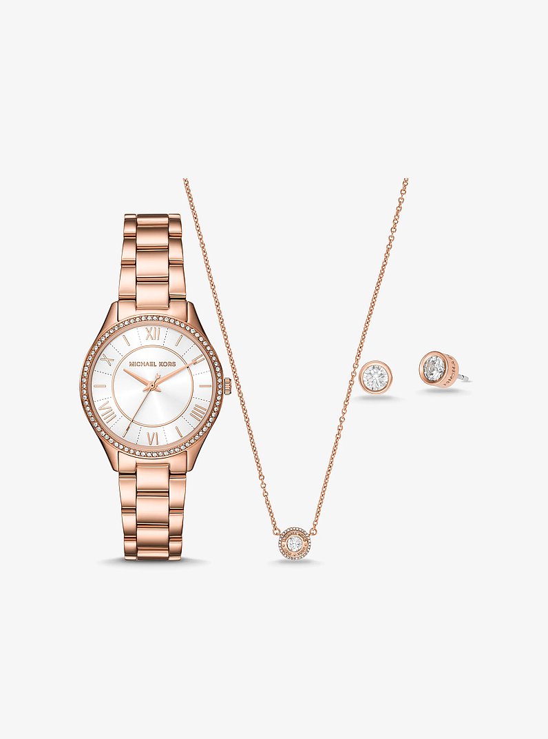 Mini Lauryn Rose Gold-Tone Watch and Jewelry Gift Set in ROSE GOLD | Michael Kors