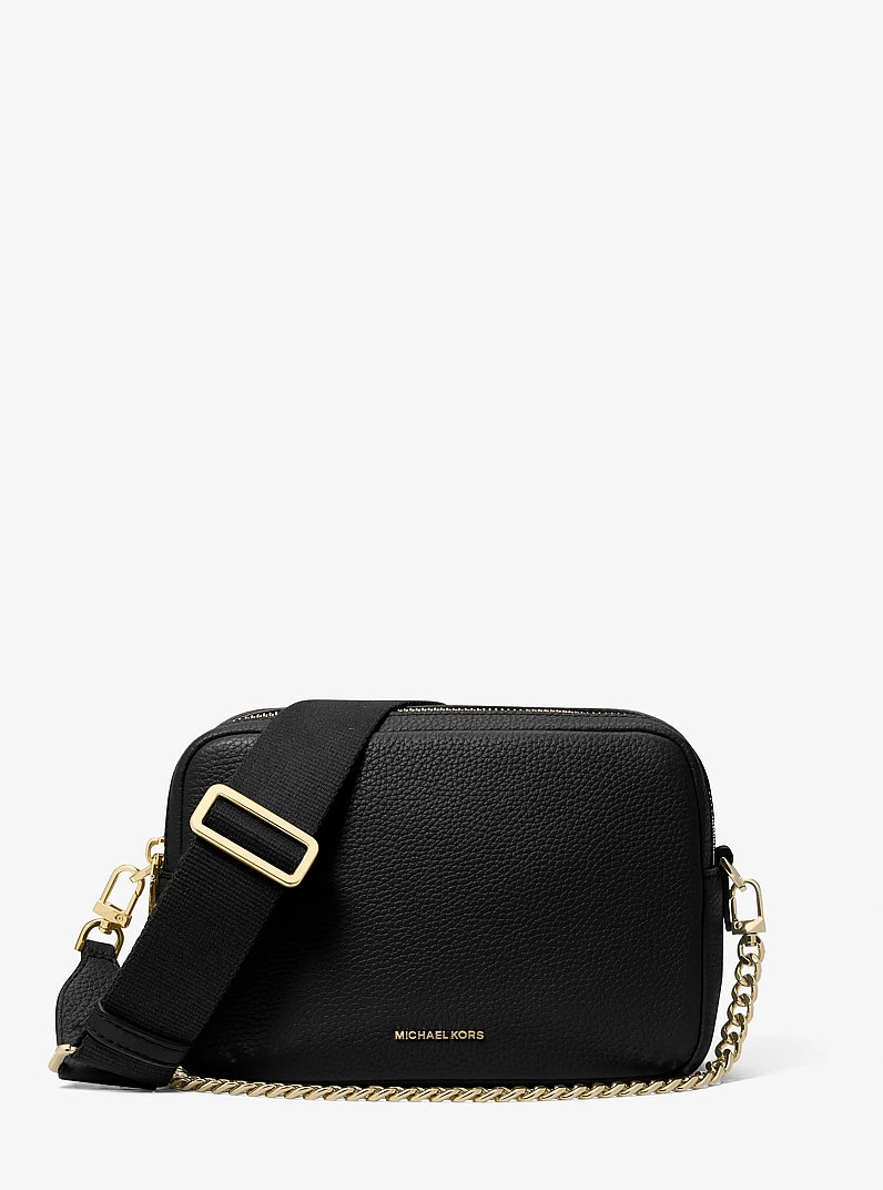 Bryant Medium Pebbled Leather Camera Crossbody Bag in BLACK | Michael Kors