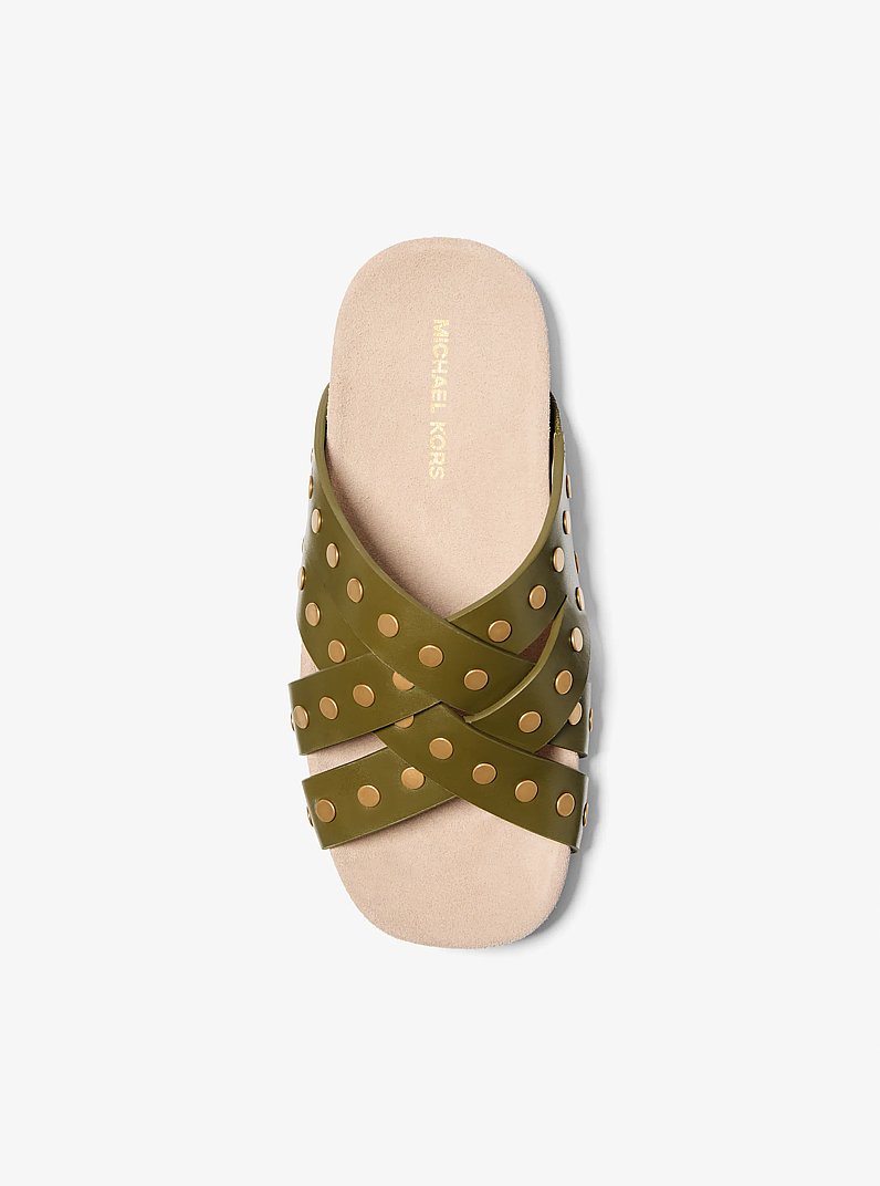 Sandale Irene en cuir clout&eacute; in VERT SAFARI | Michael Kors