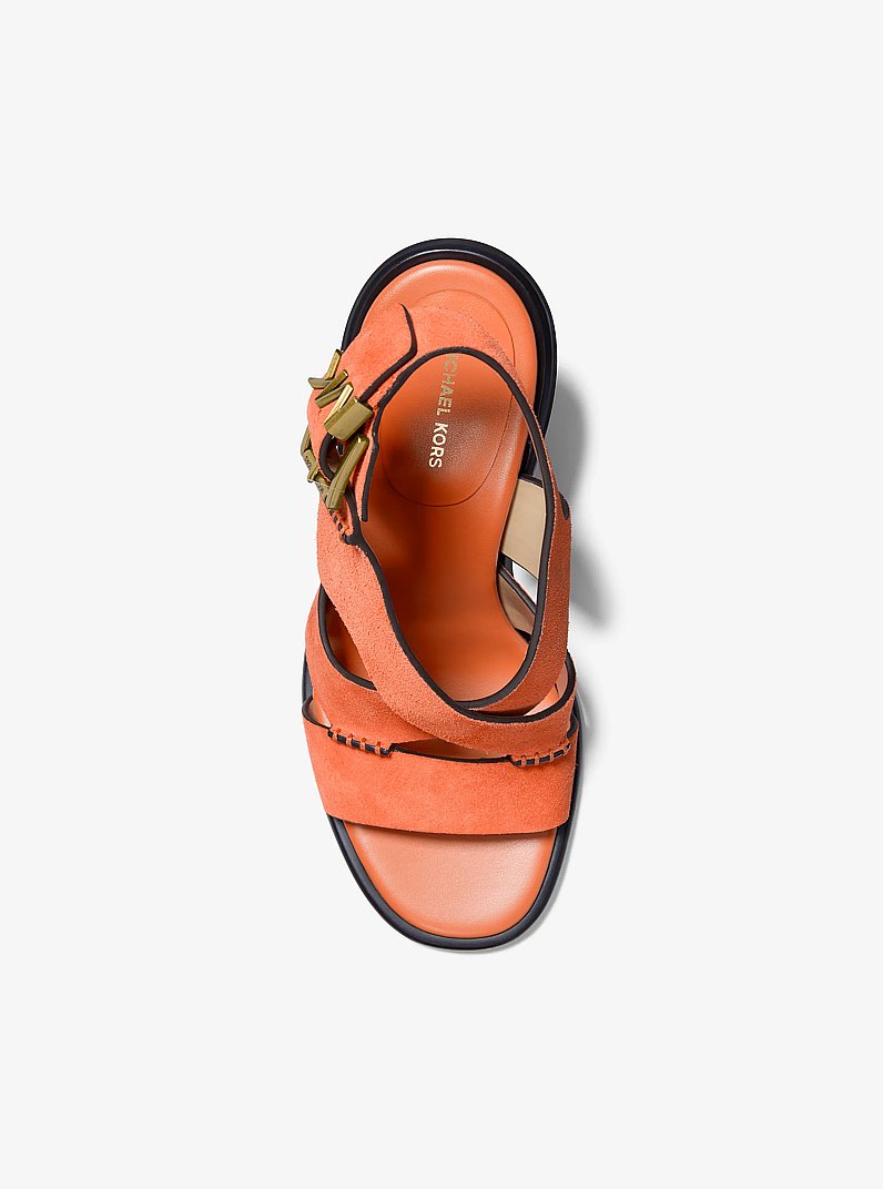 Raven Suede Block Heel Sandal in MIMOSA | Michael Kors