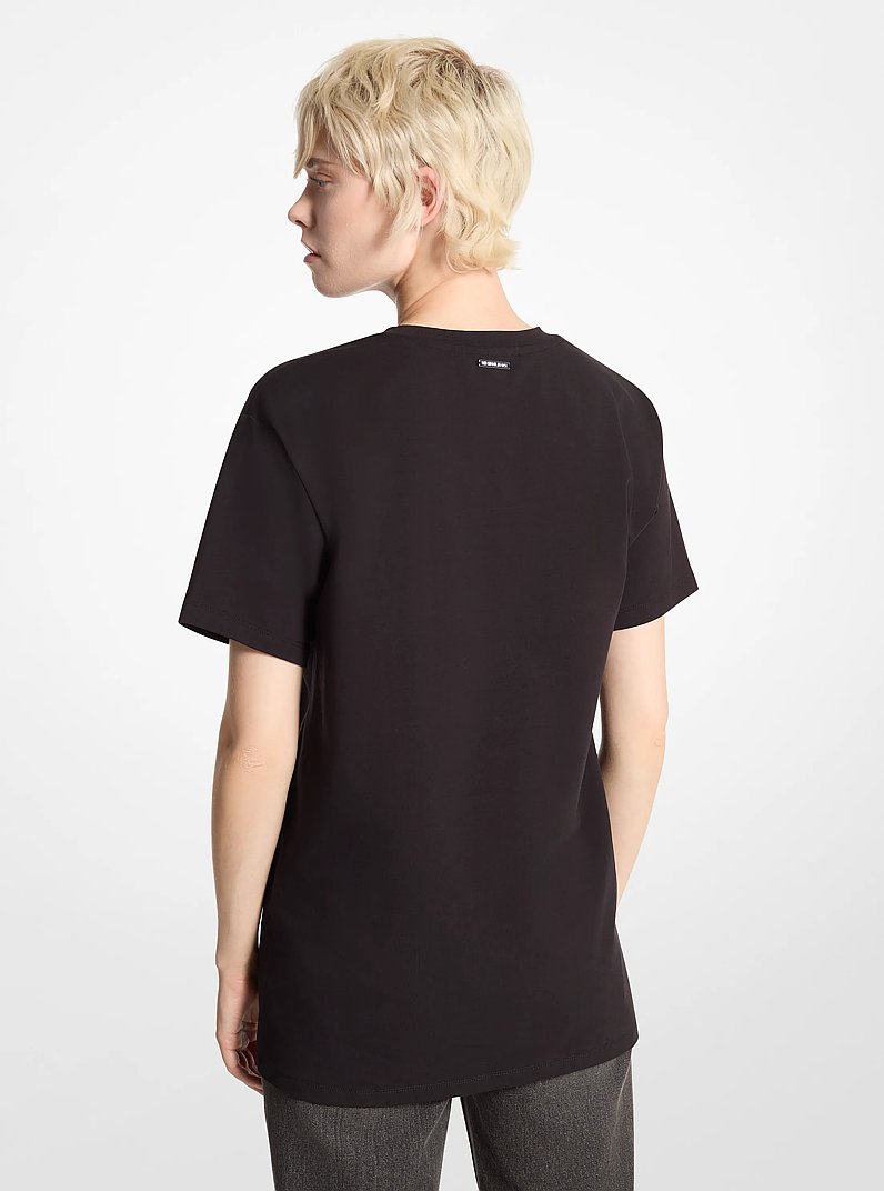 Crocodile Embossed Empire Logo Stretch Cotton T-Shirt