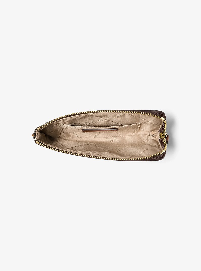 Jet Set Travel Small Signature Logo Wristlet in BROWN | Michael Kors