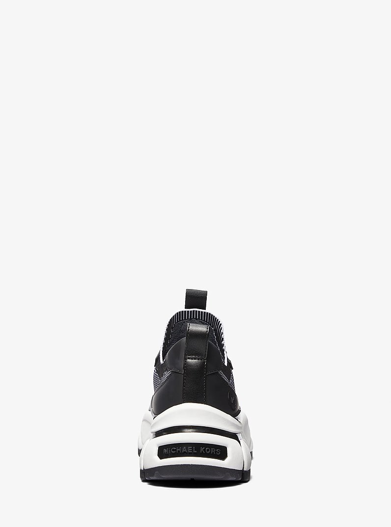 Darius Two-Tone Stretch Knit Trainer in BLACK/WHITE | Michael Kors