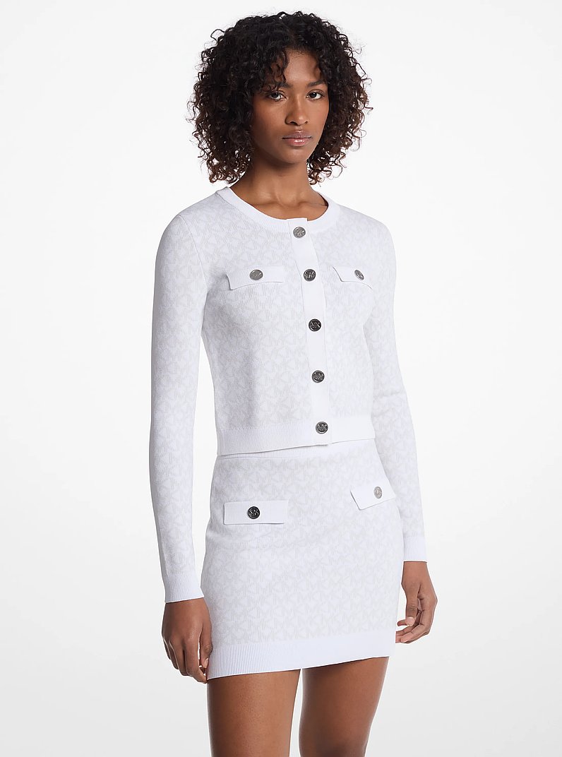 Logo Jacquard Cropped Jacket in WHITE - Sale | Michael Kors [US]
