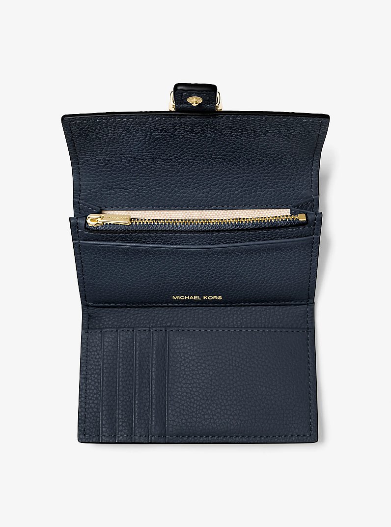 Nolita Medium Pebbled Leather Tri-Fold Wallet in NAVY | Michael Kors