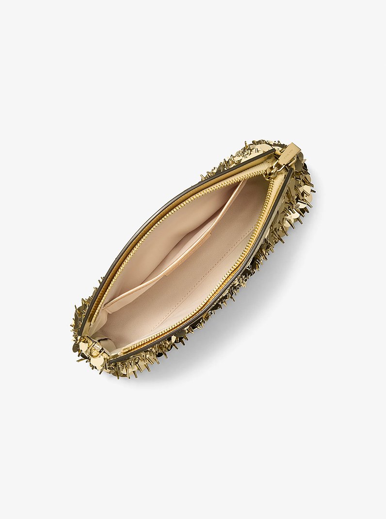 Clutch convertibile Athena piccola con paillettes metallizzate in ORO | Michael Kors