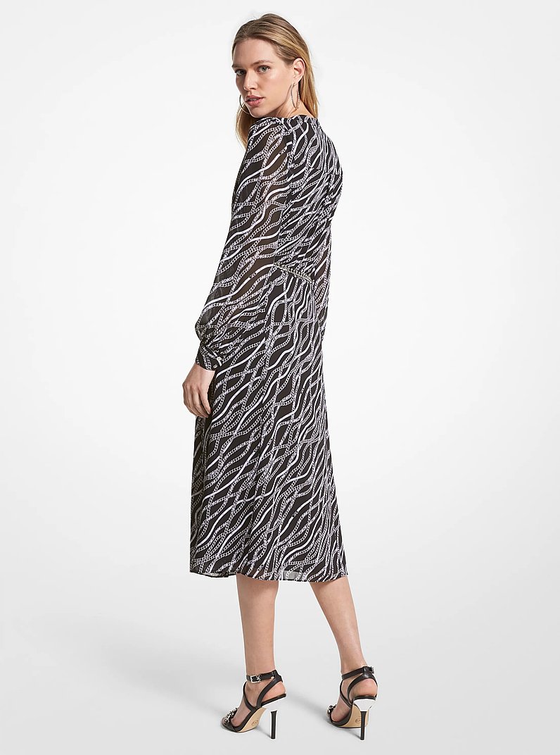 Vestido midi de georgette con estampado status in NEGRO | Michael Kors