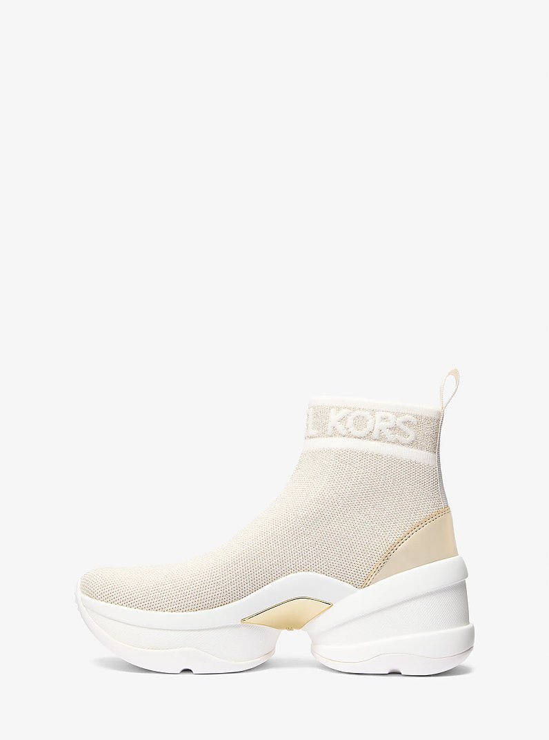 Olympia Metallic Stretch Knit Boot in PALE GOLD | Michael Kors