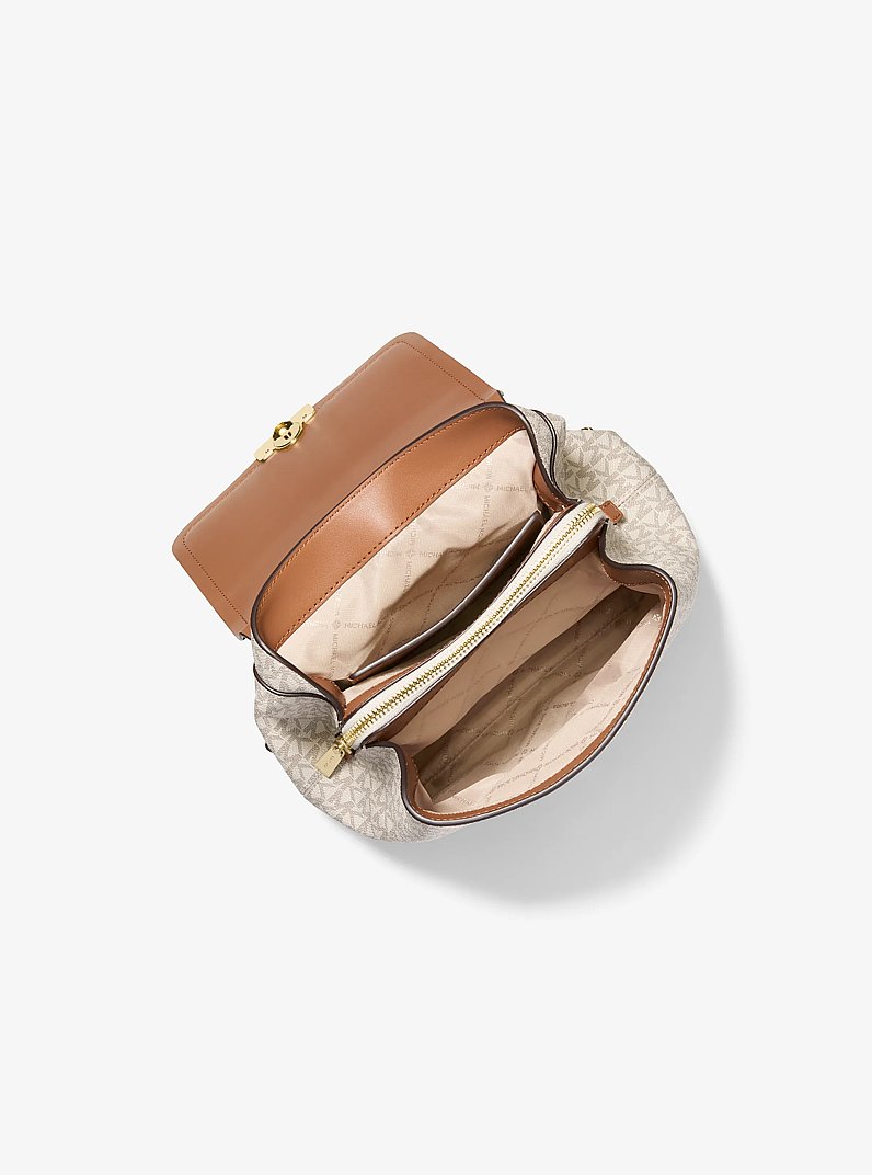Tribeca Small Signature Logo Backpack in VANILLA/ACORN | Michael Kors