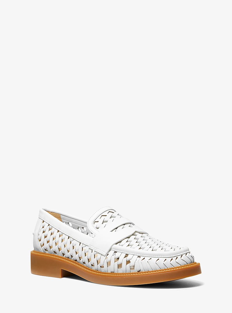 Eden Hand-Woven Leather Loafer in OPTIC WHITE | Michael Kors