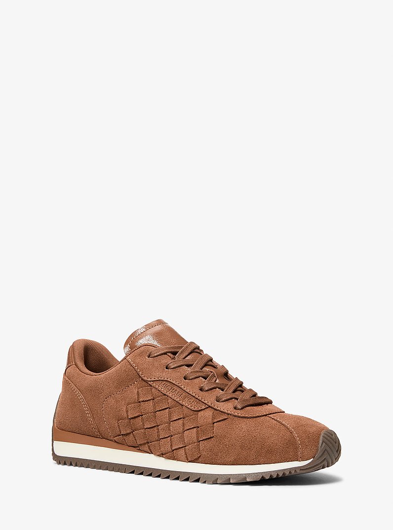 Rhodes Woven Suede Trainer in LUGGAGE | Michael Kors