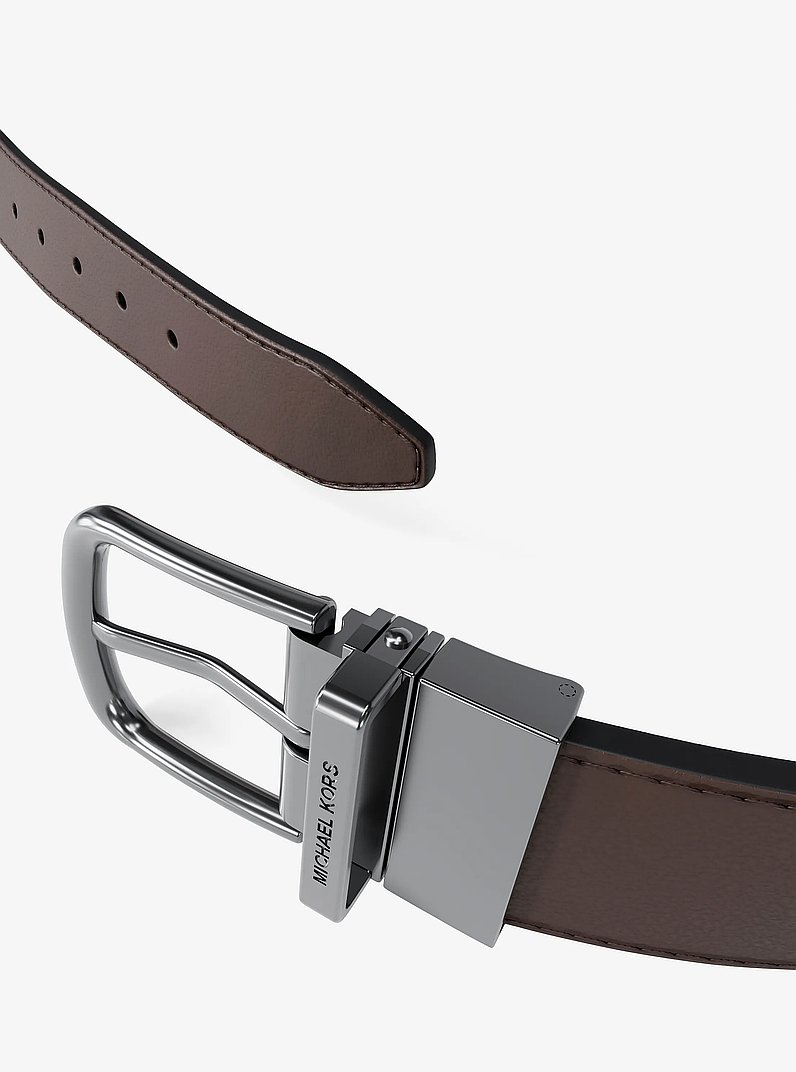 Pebbled Leather Belt in BLK/BROWN | Michael Kors
