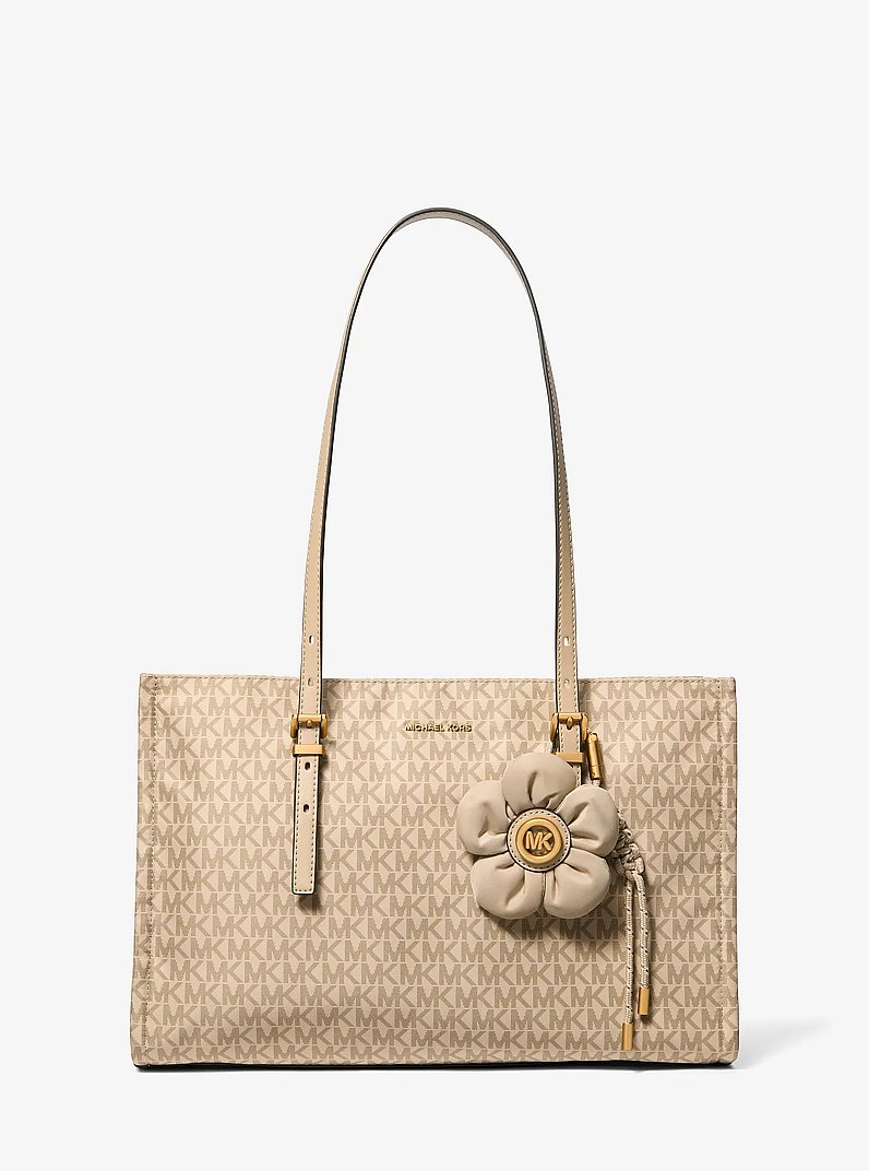 Zadie Medium Printed Logo Tote Bag in KHAKI | Michael Kors