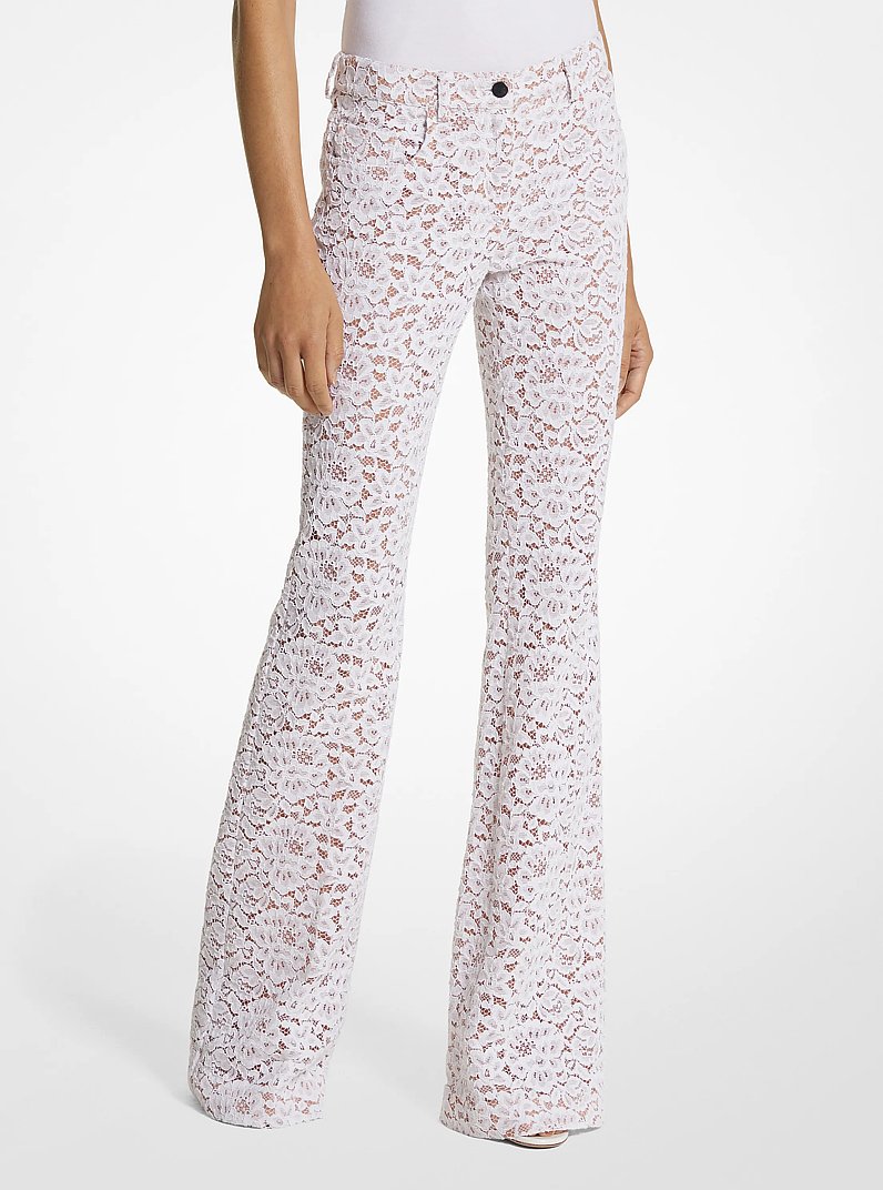 Floral Corded Lace Flared Jeans