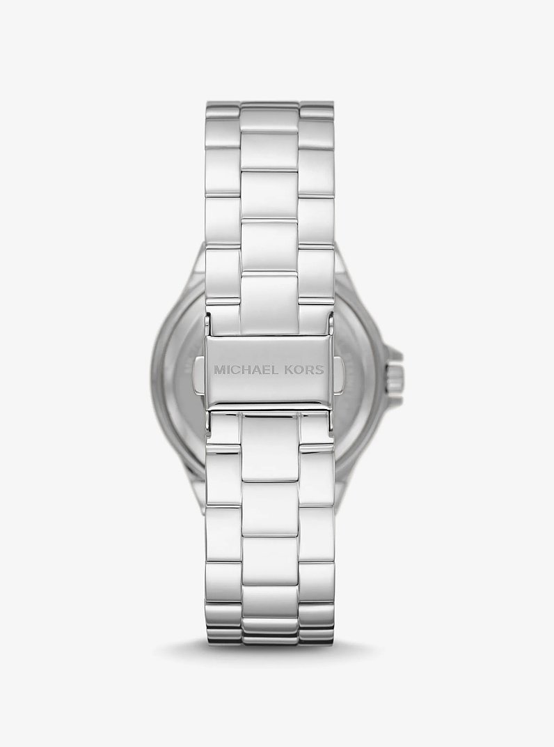 Lennox Pav&eacute; Logo Silver-Tone Watch