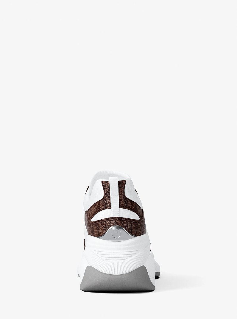 Kaia Signature Logo Trainer in OP WHT/BROWN | Michael Kors