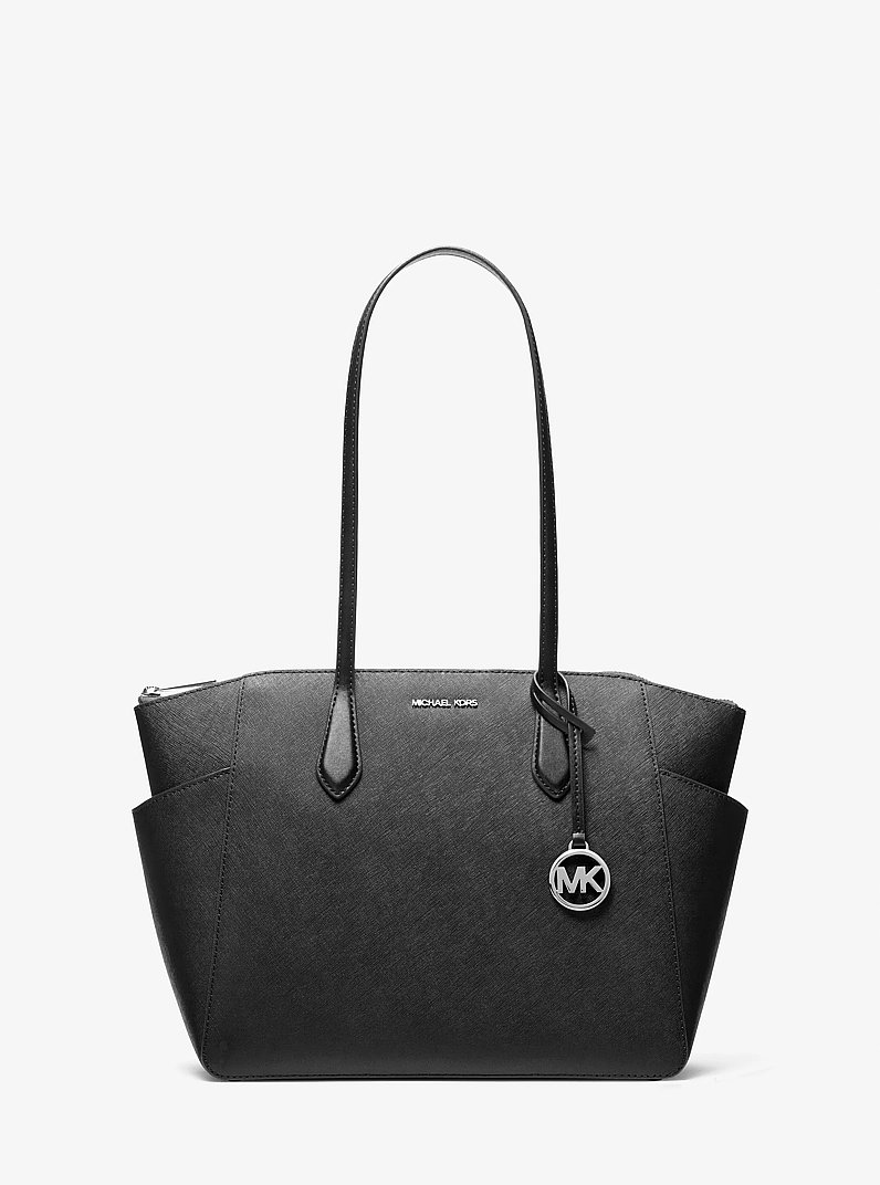 Marilyn Medium Saffiano Leather Tote Bag in BLACK | Michael Kors