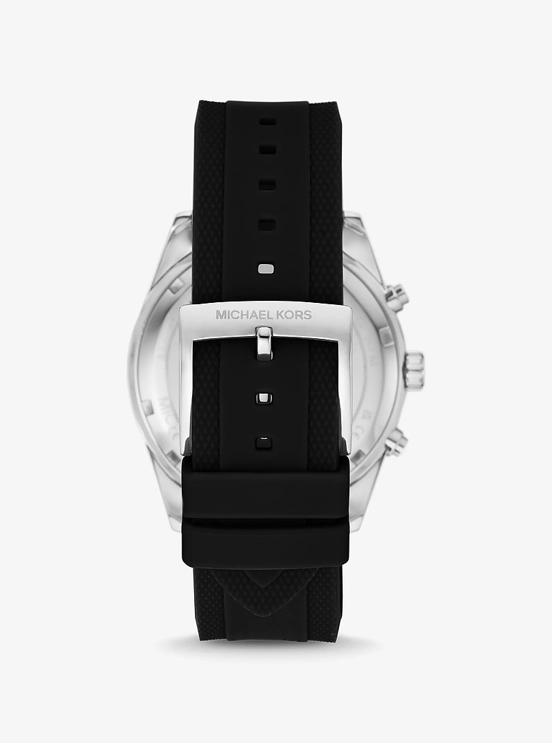 Oversized Hadyn Pav&eacute; Silver-Tone Watch in BLACK | Michael Kors