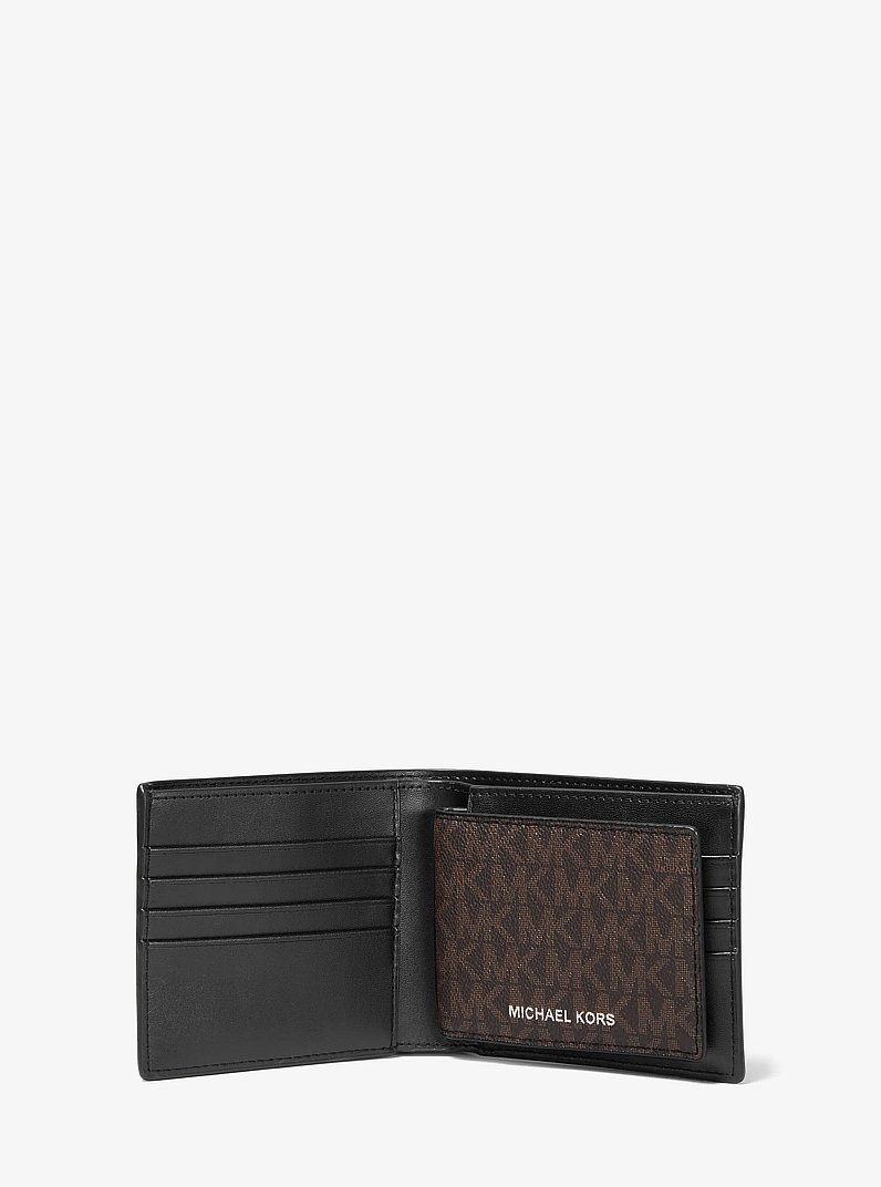 Cooper Logo Billfold Wallet With Passcase in BROWN/BLACK | Michael Kors
